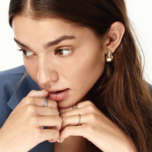 Серьги "Megan" в желтом золоте (Middle) с09086 2