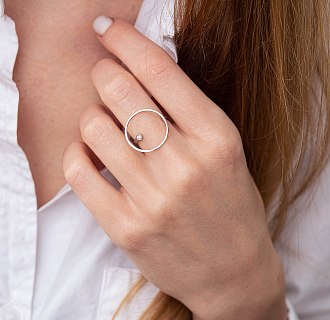 Золотое кольцо "Грейс" с бриллиантом 101-10077 №4