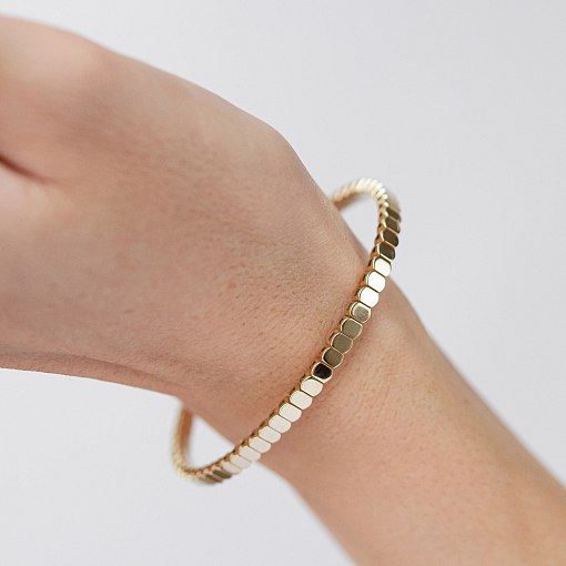 Жесткий браслет "Kylie" в желтом золоте б05827 2