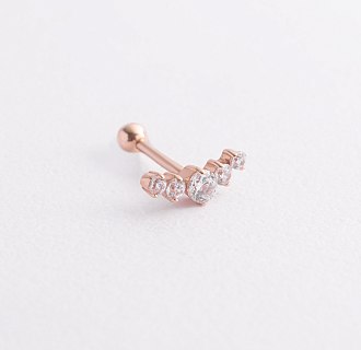 Одиночная золотая серьга в хрящ ушка (фианиты) з40001к