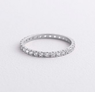 Кольцо с дорожкой камней в белом золоте к08276 №2