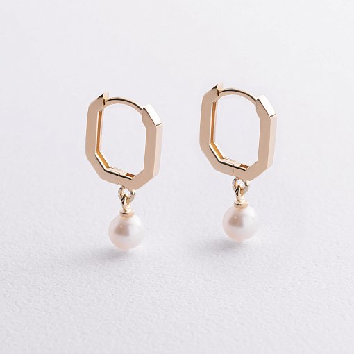 Серьги "Olimpia" с жемчугом (желтое золото) с09629