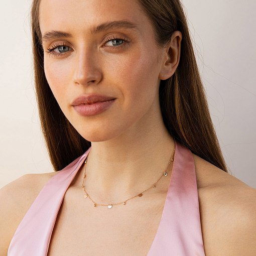 Колье "Монетки" в красном золоте (фианиты) кол02624 2