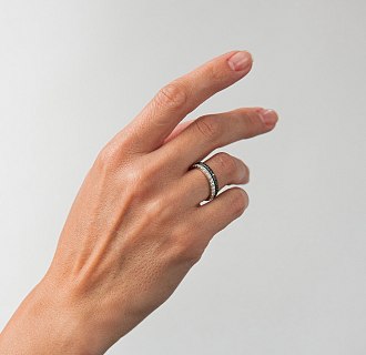 Золотое кольцо с черными бриллиантами кб0242sth №4