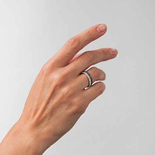 Золота каблучка з чорними діамантами кб0242sth 4