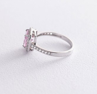 Серебряное кольцо с белыми и розовыми фианитами 112583 №2