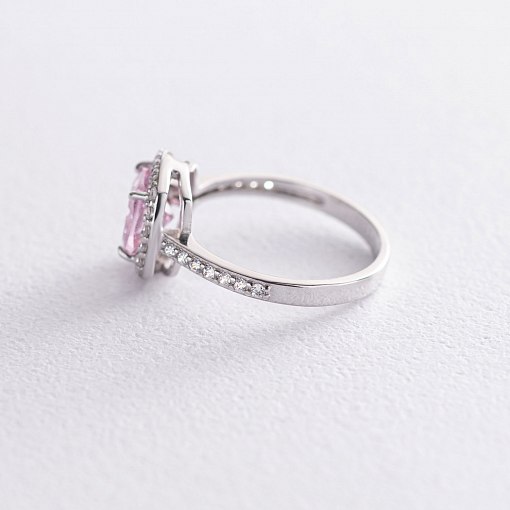 Серебряное кольцо с белыми и розовыми фианитами 112583 2
