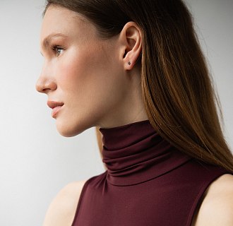 Золотые серьги - пусеты с черными бриллиантами сб0438y №8