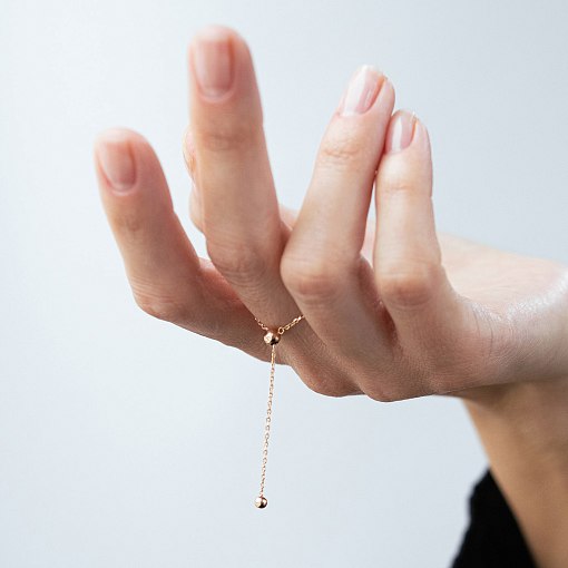 Кольцо "Шарик на цепочке" в красном золоте к08110 5