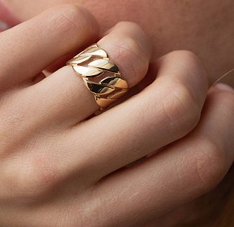Широкое кольцо "Элизабет" в желтом золоте к07357 №3