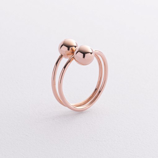 Кольцо "Шарики" в красном золоте к08245 2