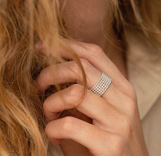 Серебряное кольцо "Рейчел" с шариками 112661