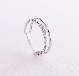 Двойное кольцо "Мириам" с фианитами (белое золото) к07118 №3