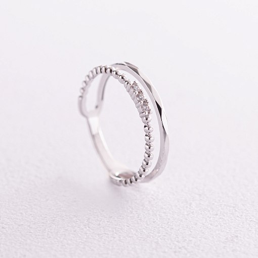 Двойное кольцо "Мириам" с фианитами (белое золото) к07118 3