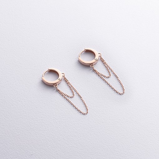 Золоті сережки - кільця з ланцюжками с08958 3