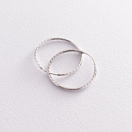 Серьги - кольца в белом золоте (2.3 см) с07147
