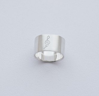 Серебряное кольцо с гравировкой "Скрипичный ключ" 112143с №2