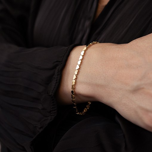 Браслет "Сердечки" в желтом золоте б05783 7