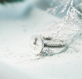 Серебряное кольцо с гравировкой "Цветочек" 112537ц №3