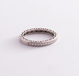 Серебряное кольцо "Сердечки " с фианитами 3936 №3
