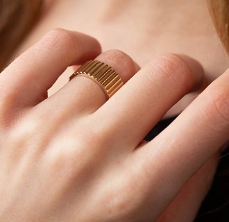 Широкое кольцо "Энид" в желтом золоте к07359 №3