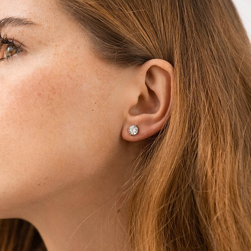 Золоті сережки - пусети 2 в 1 з фіанітами с09067 4