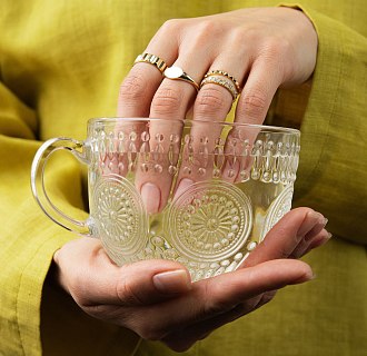 Каблучка з доріжкою каменів в жовтому золоті (фіаніти) к07389 №12