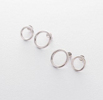 Сережки-пусети Маленький кругообіг в сріблі 1.1 см 122490 №3