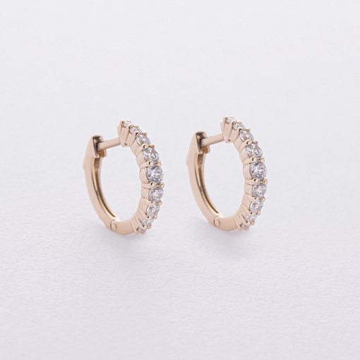 Сережки - кільця з фіанітами (жовте золото) с09172