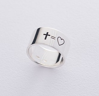 Серебряное кольцо с гравировкой "Моя вера - моя любовь!" 112143вер №4