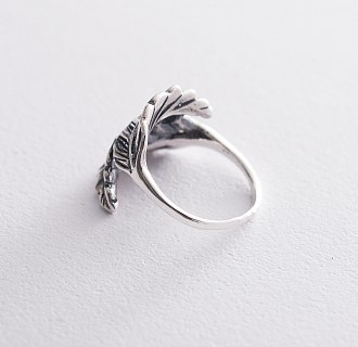 Серебряное кольцо "Листья" c чернением 111710 №2