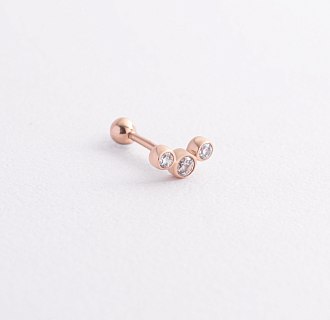 Одиночна золота сережка в хрящ вушка (фіаніти) з40069ч №2