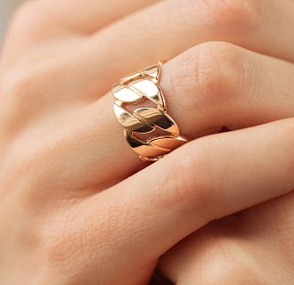 Широкое кольцо "Элизабет" в красном золоте к08029 №5