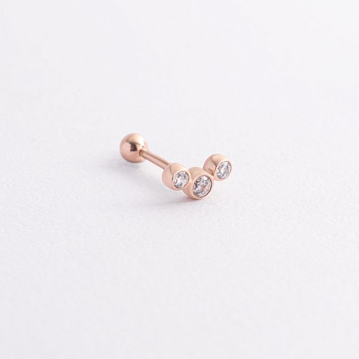 Одиночна золота сережка для хелікса (фіаніти) з40069ч 2