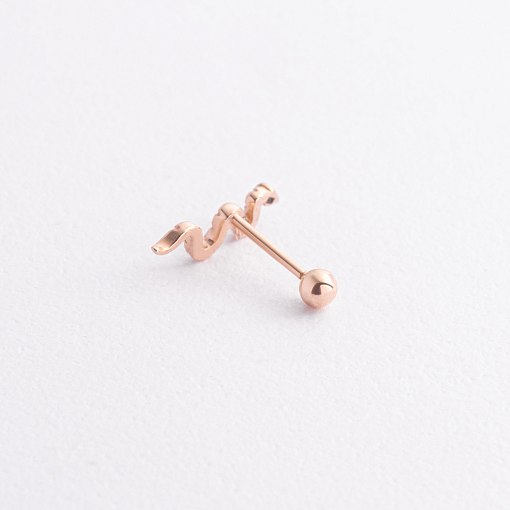 Одиночная золотая серьга для хеликса "Змея" з40075к 3