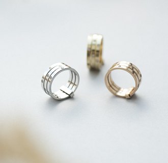 Тройное золотое кольцо с фианитами к02621 №4