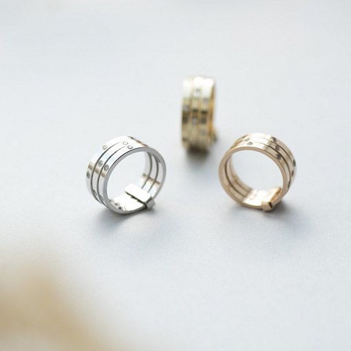 Тройное золотое кольцо с фианитами к02621 4