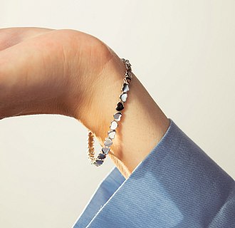 Браслет "Сердечки" в белом золоте б05784 №6