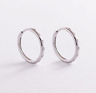 Серебряные серьги - кольца с фианитами 4907