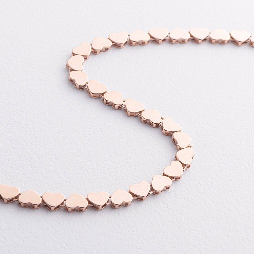 Браслет "Сердечки" в красном золоте б05782 5