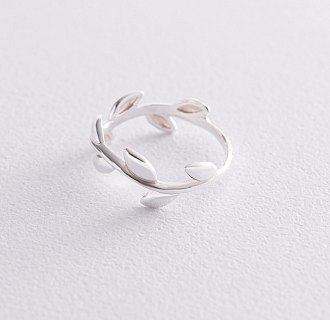 Серебряное кольцо "Листики" 112587 №3