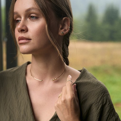 Серьги - пусеты "Шарики" в желтом золоте (0.7 см) с06892 20