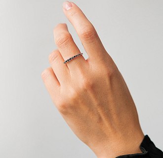 Золотое кольцо с черными бриллиантами кб0657ca №3