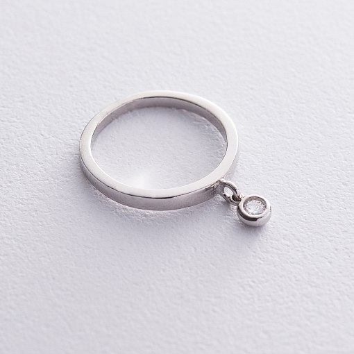 Серебряное кольцо с одним камнем 112087