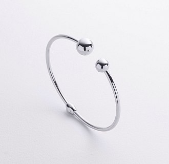 Жесткий браслет "Шарики" в белом золоте б05509