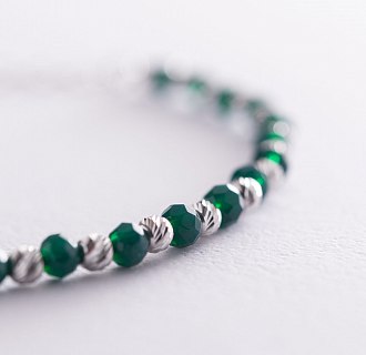 Срібний браслет з зеленими фіанітами 141374 №2