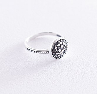 Кольцо "Цветочки" в серебре (чернение) 112548 №2