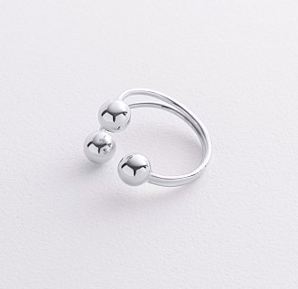 Кольцо "Шарики" в белом золоте к08283 №2