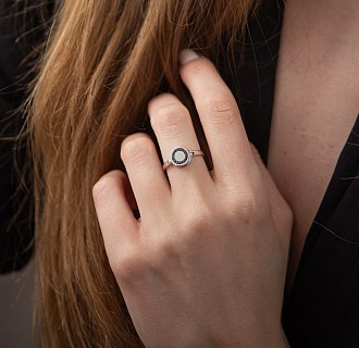 Золотое кольцо с черными бриллиантами 234521122 №6