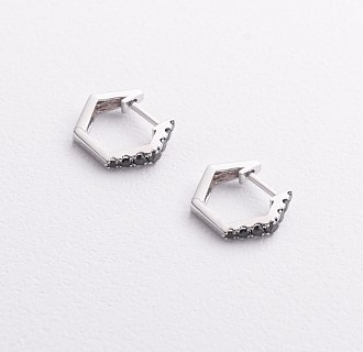 Золотые серьги с черными бриллиантами сб0666ca №2